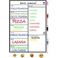 ASMARPA Pizarra Magnetica Nevera-Planificador de Menu-Dieta Magnética- Recordatorio- Lista de la Compra Calendario…